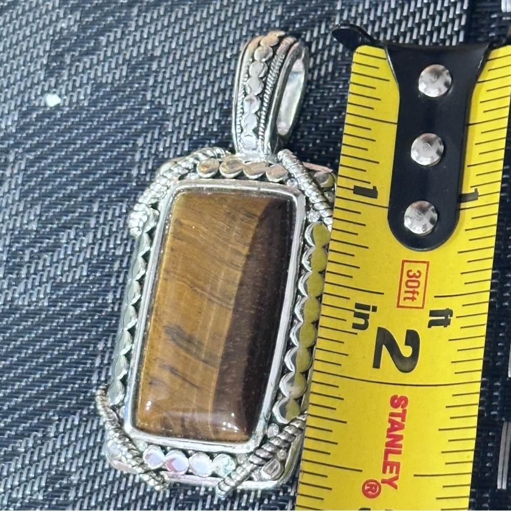 Silver Tone Pendant With Large Rectangular Tiger'… - image 8